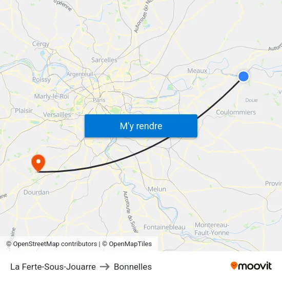 La Ferte-Sous-Jouarre to Bonnelles map