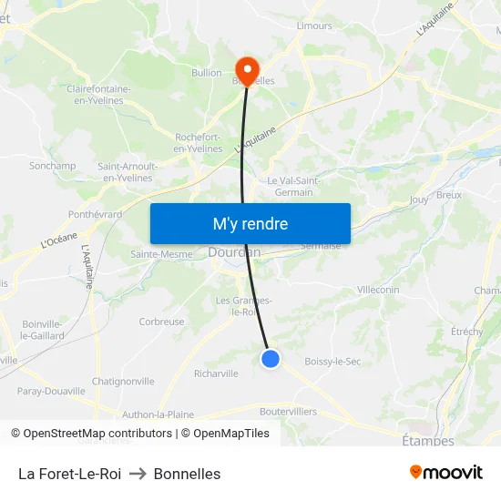 La Foret-Le-Roi to Bonnelles map