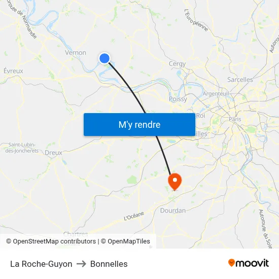 La Roche-Guyon to Bonnelles map