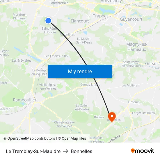 Le Tremblay-Sur-Mauldre to Bonnelles map