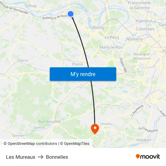 Les Mureaux to Bonnelles map