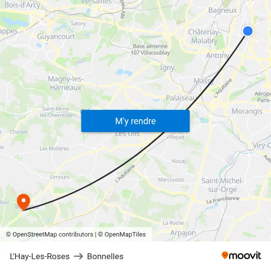 L'Hay-Les-Roses to Bonnelles map