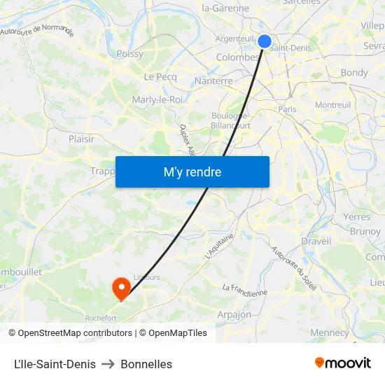 L'Ile-Saint-Denis to Bonnelles map