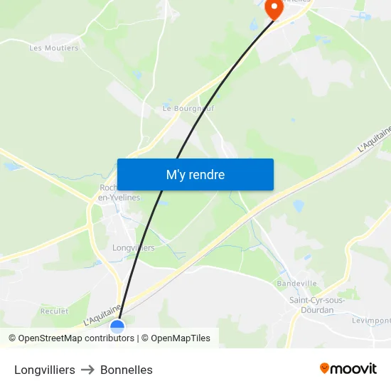 Longvilliers to Bonnelles map
