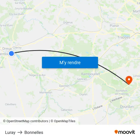 Luray to Bonnelles map