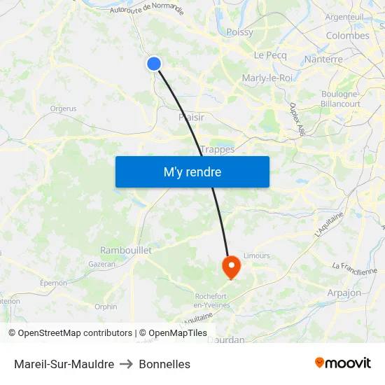Mareil-Sur-Mauldre to Bonnelles map