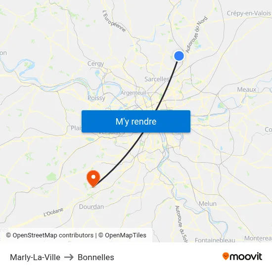 Marly-La-Ville to Bonnelles map
