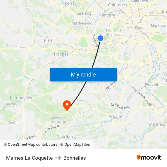Marnes-La-Coquette to Bonnelles map