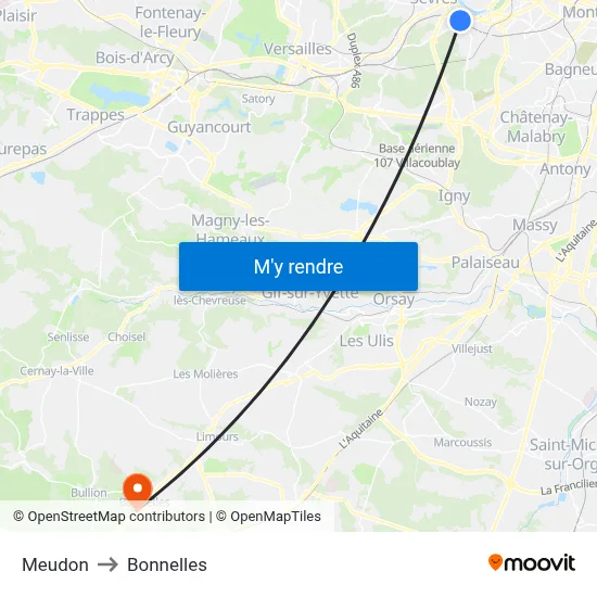 Meudon to Bonnelles map