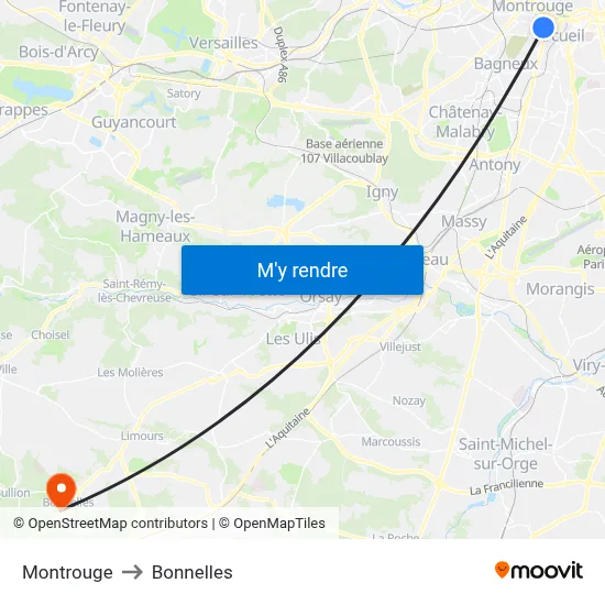 Montrouge to Bonnelles map