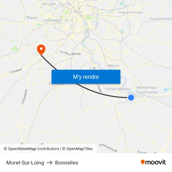 Moret-Sur-Loing to Bonnelles map