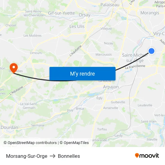 Morsang-Sur-Orge to Bonnelles map