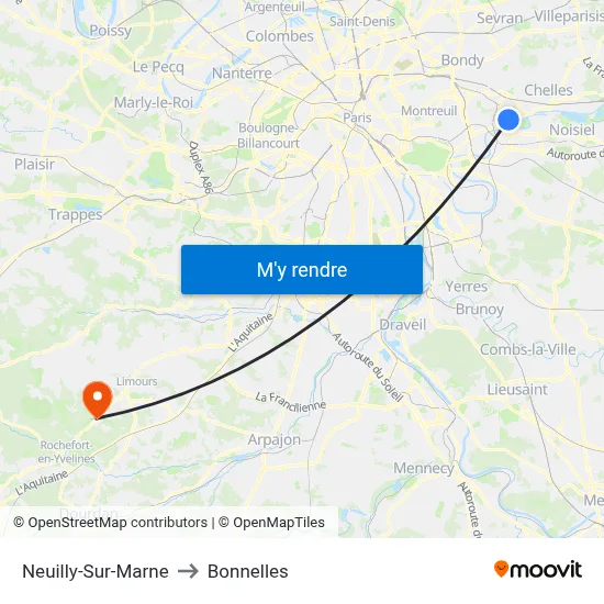 Neuilly-Sur-Marne to Bonnelles map