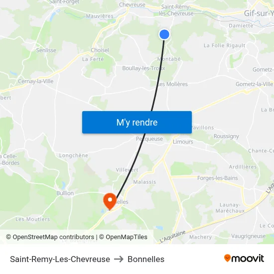 Saint-Remy-Les-Chevreuse to Bonnelles map