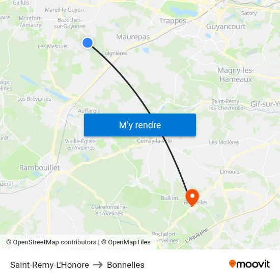 Saint-Remy-L'Honore to Bonnelles map