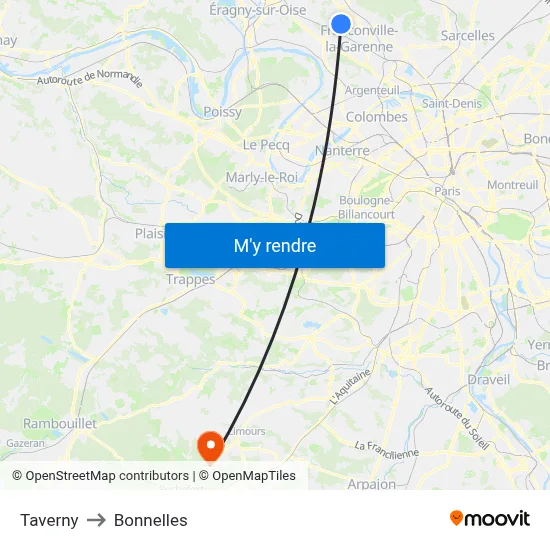 Taverny to Bonnelles map