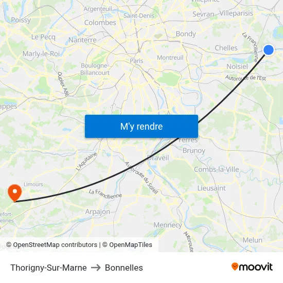 Thorigny-Sur-Marne to Bonnelles map