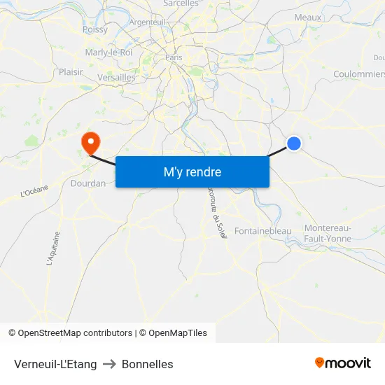Verneuil-L'Etang to Bonnelles map