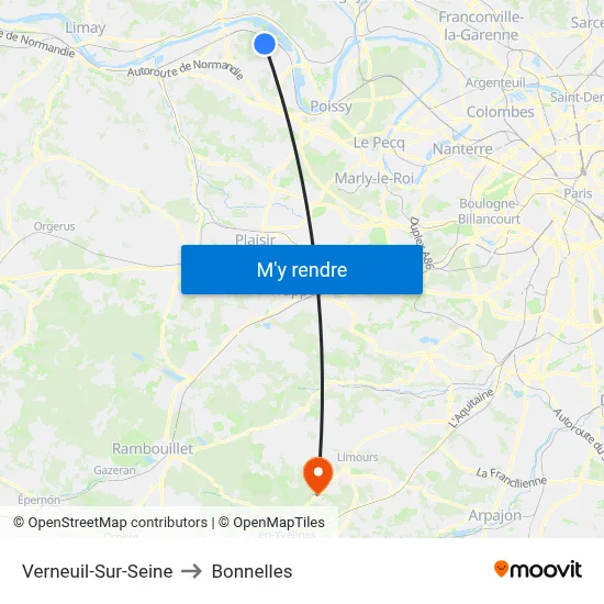 Verneuil-Sur-Seine to Bonnelles map
