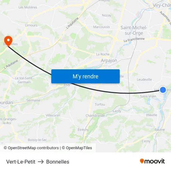Vert-Le-Petit to Bonnelles map