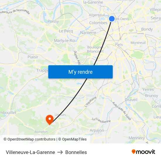 Villeneuve-La-Garenne to Bonnelles map