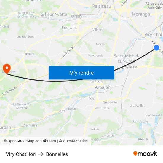 Viry-Chatillon to Bonnelles map