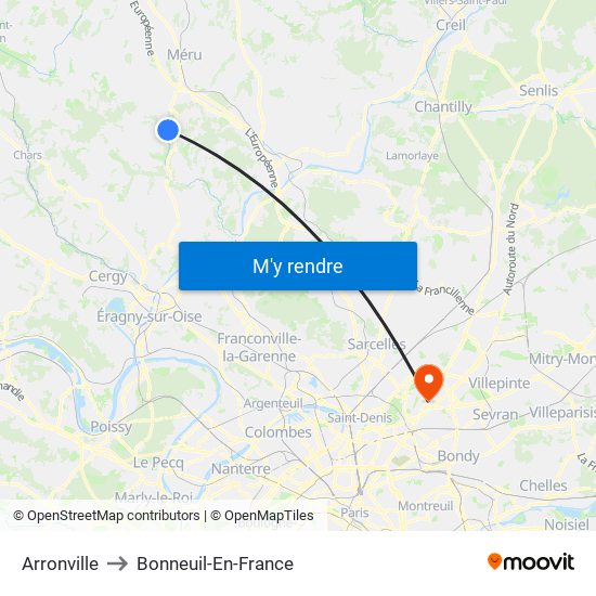 Arronville to Bonneuil-En-France map