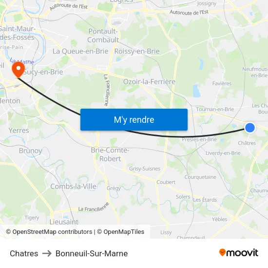 Chatres to Bonneuil-Sur-Marne map