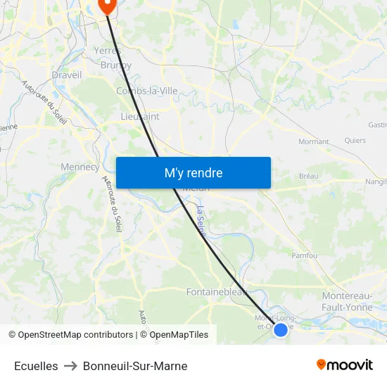 Ecuelles to Bonneuil-Sur-Marne map