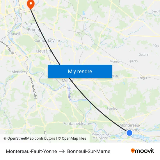 Montereau-Fault-Yonne to Bonneuil-Sur-Marne map