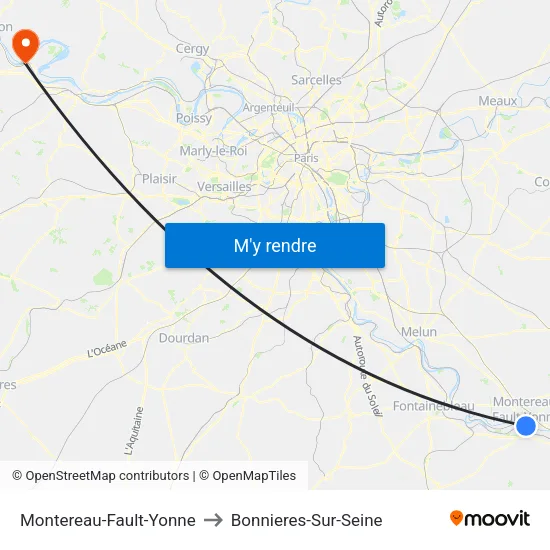 Montereau-Fault-Yonne to Bonnieres-Sur-Seine map