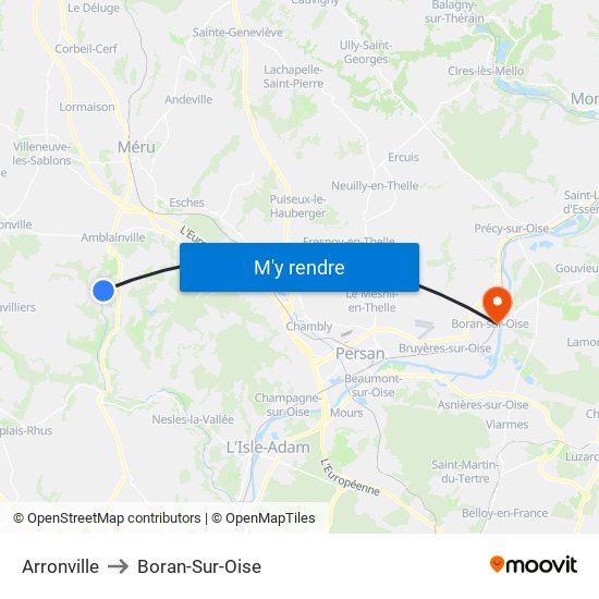 Arronville to Boran-Sur-Oise map