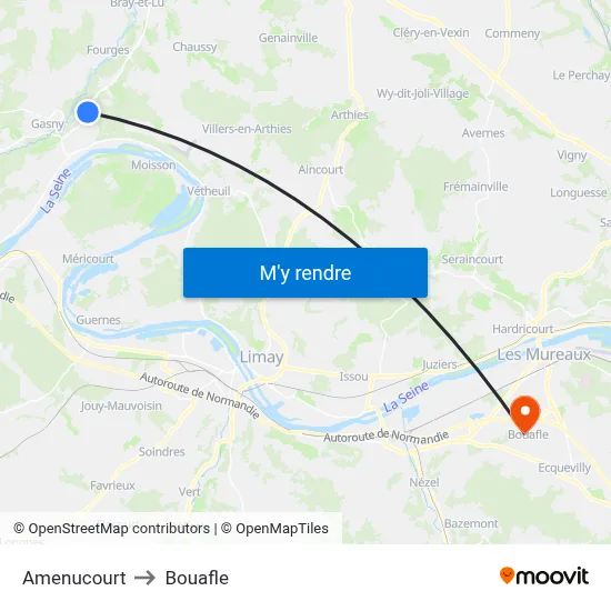 Amenucourt to Bouafle map