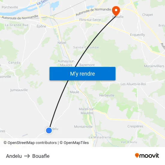 Andelu to Bouafle map