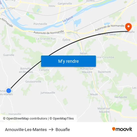 Arnouville-Les-Mantes to Bouafle map