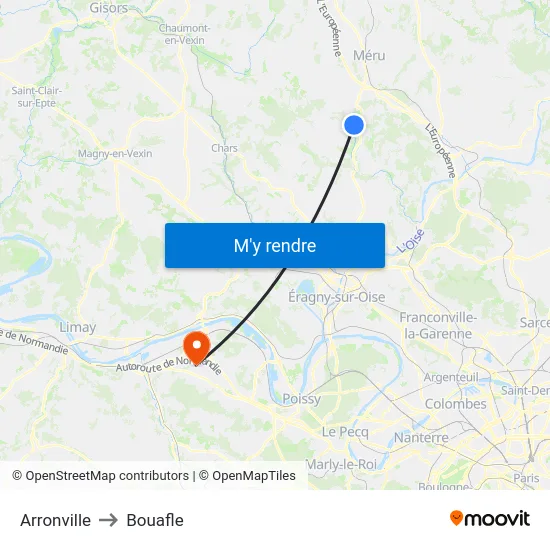 Arronville to Bouafle map