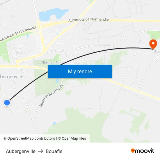 Aubergenville to Bouafle map