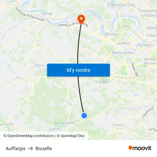 Auffargis to Bouafle map
