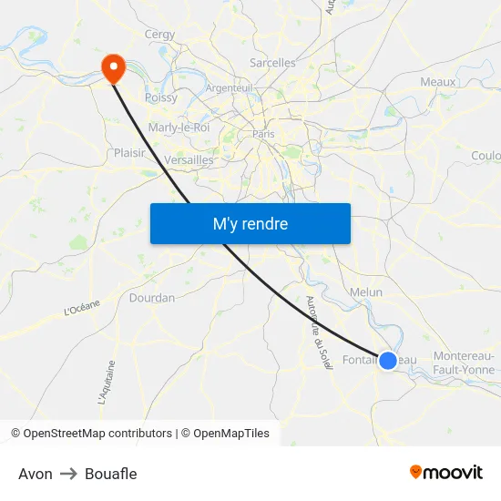 Avon to Bouafle map
