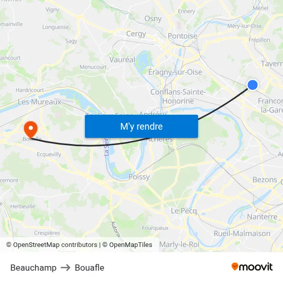 Beauchamp to Bouafle map
