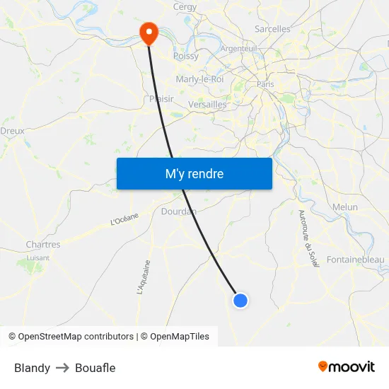 Blandy to Bouafle map