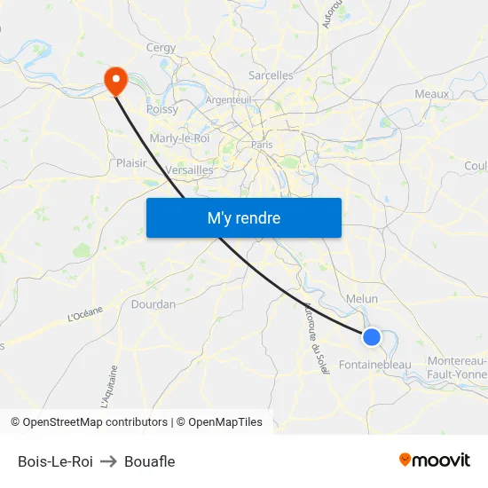 Bois-Le-Roi to Bouafle map