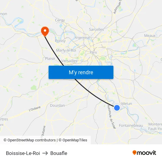 Boissise-Le-Roi to Bouafle map