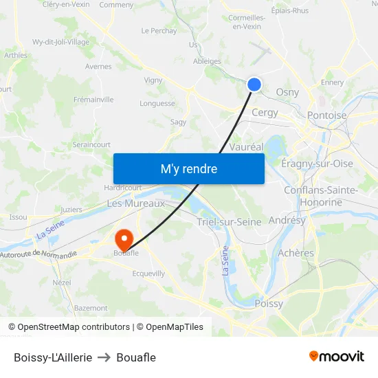 Boissy-L'Aillerie to Bouafle map