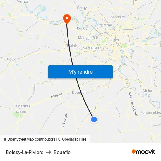 Boissy-La-Riviere to Bouafle map