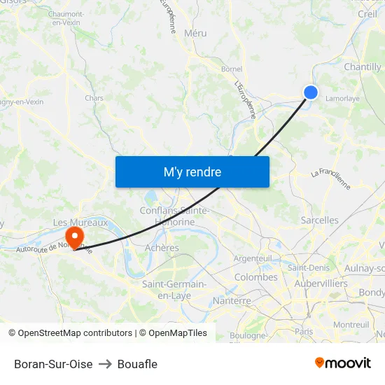 Boran-Sur-Oise to Bouafle map