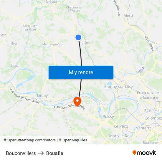 Bouconvillers to Bouafle map