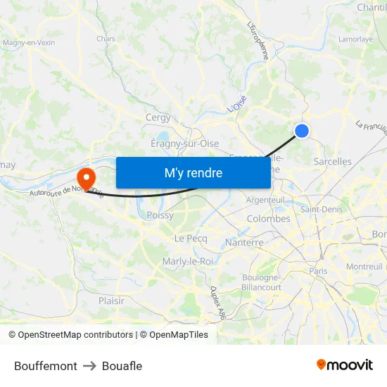 Bouffemont to Bouafle map