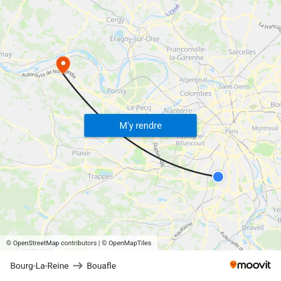 Bourg-La-Reine to Bouafle map