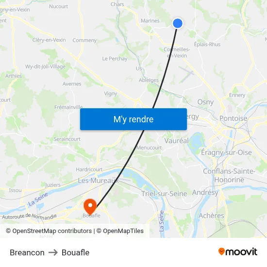 Breancon to Bouafle map